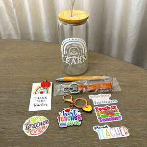 Teacher Gift - Glass Cup- Tote Bag - NWOT
